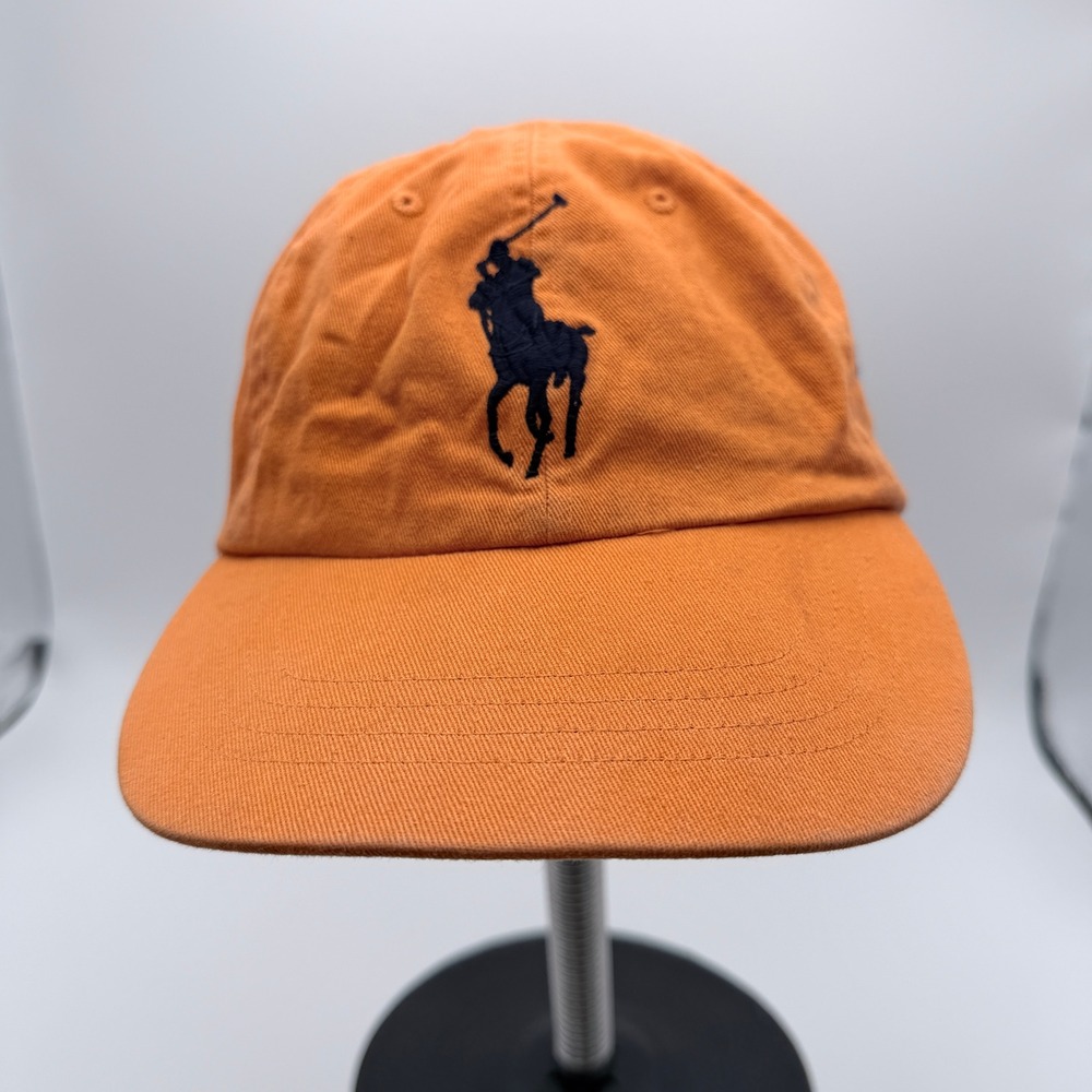 Polo Ralph Lauren Big Pony Orange Baseball Cap Adjustable Hat MCMLXVII Navy Blue